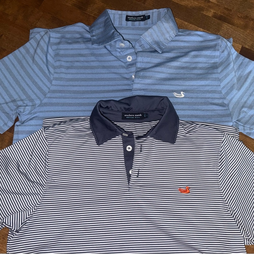Southern Marsh Light Blue and Navy Polo Set